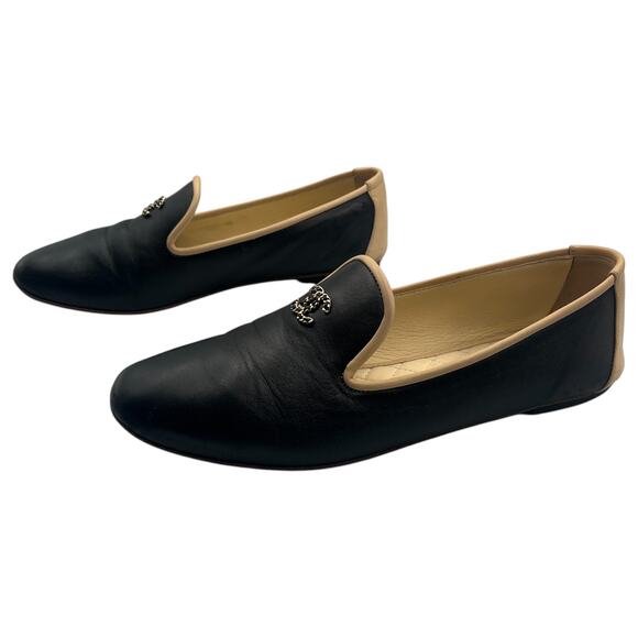 Chanel CC Chain Lambskin Leather Flat Loafers Slippers Black 40 / 9.5 - Picture 4 of 11